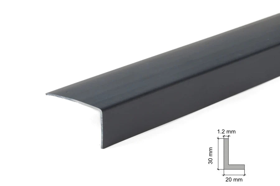 Equal & Unequal RAL 7016 Edge Protector Anthracite PVC Plastic Corner Angle Trim 90°- 30mm x 20mm