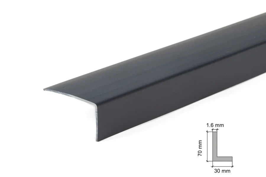 Equal & Unequal RAL 7016 Edge Protector Anthracite PVC Plastic Corner Angle Trim 90°- 70mm x 30mm