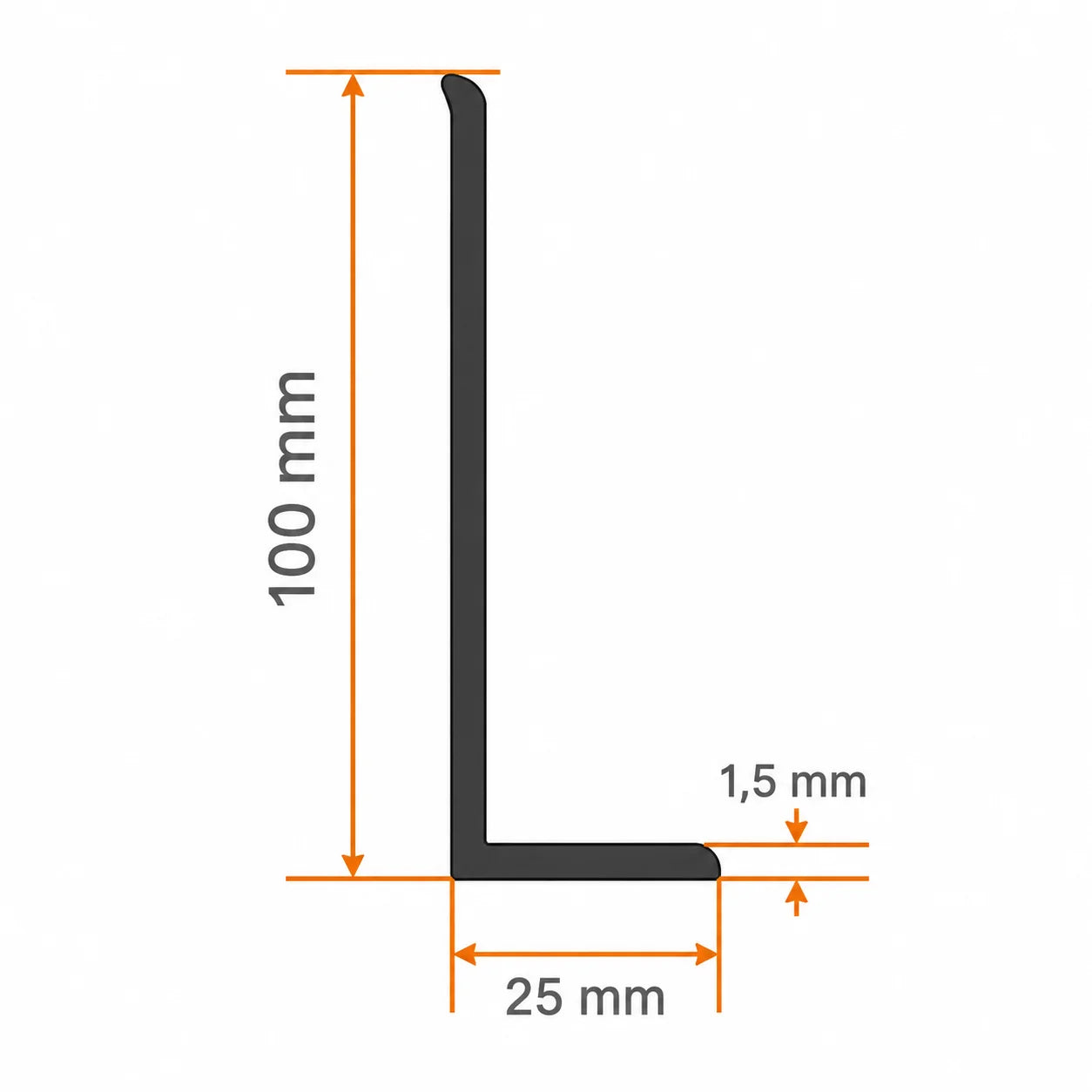 Flexible PVC Skirting Board Soft Trim Strip Diagram 100m x 25mm x 1.5mm