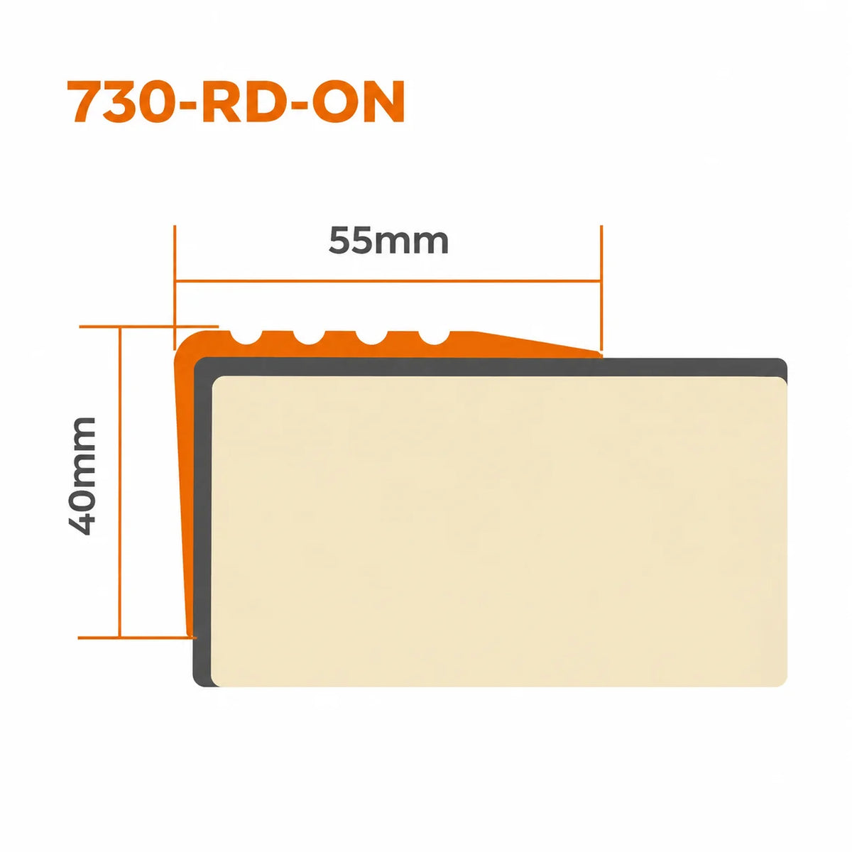 55x40mm Anti-Slip PVC Stair Nosing with Safety Strip Diagram