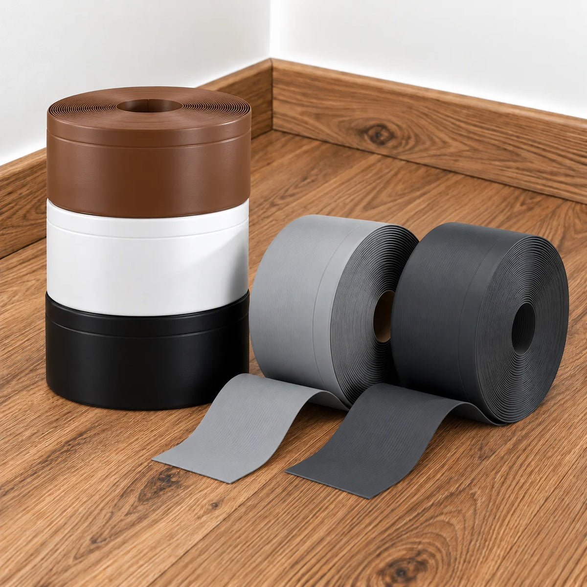 Flexible PVC Skirting Board Soft Trim Strip 100x25 MM x 10 M Length All Variants