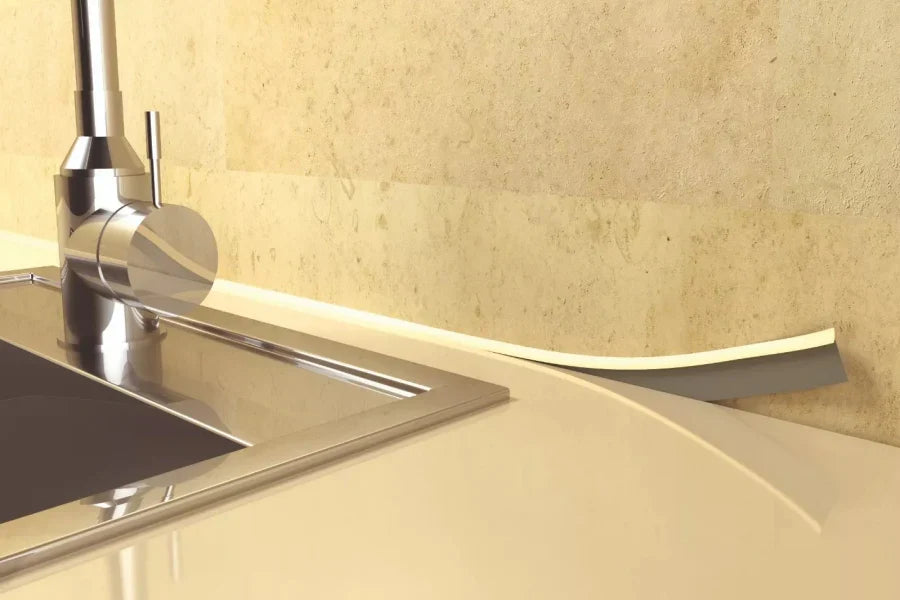 Flexible Waterproof Adhesive Edge Worktop Seal Strip Trim - Kitchen Bathroom Reference image