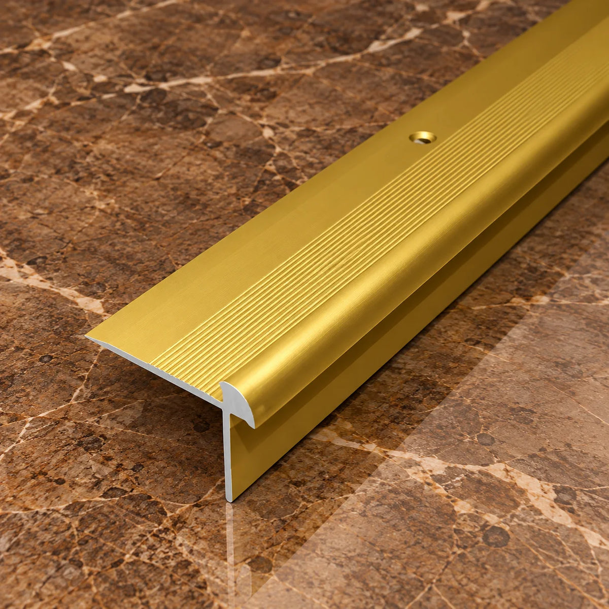42x28mm Aluminium LVT Stair Nosing for 5mm Floors In Gold Color