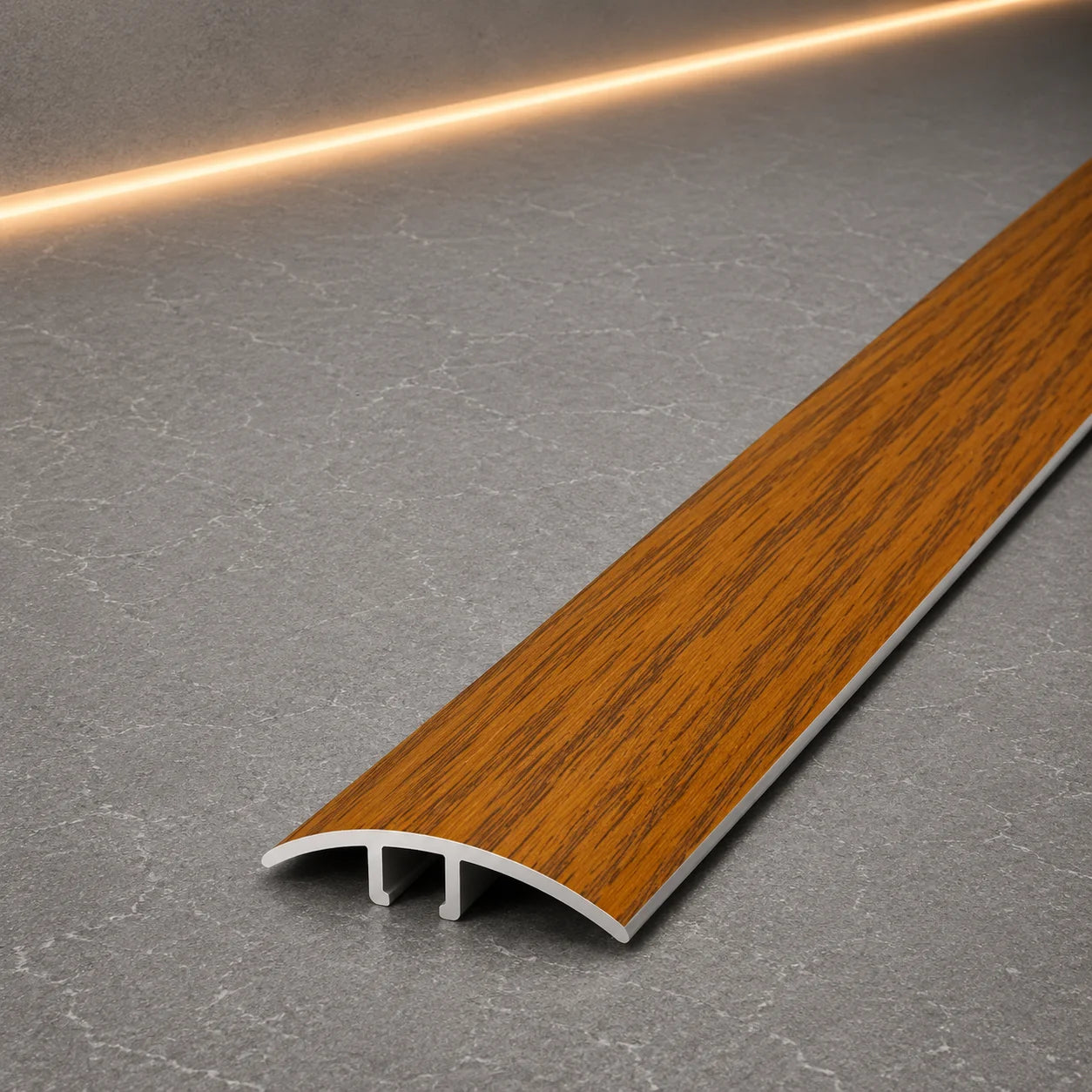 E64 40mm Pvc Wood Effect Door Threshold Strip in Golden Oak Color