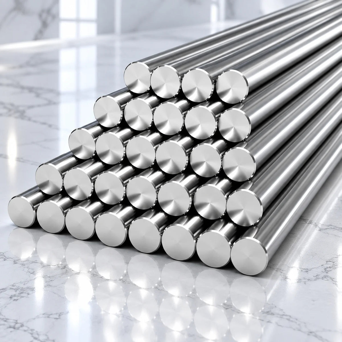Grade 304 stainless steel round bar rod available in 3mm to 20mm diameters.