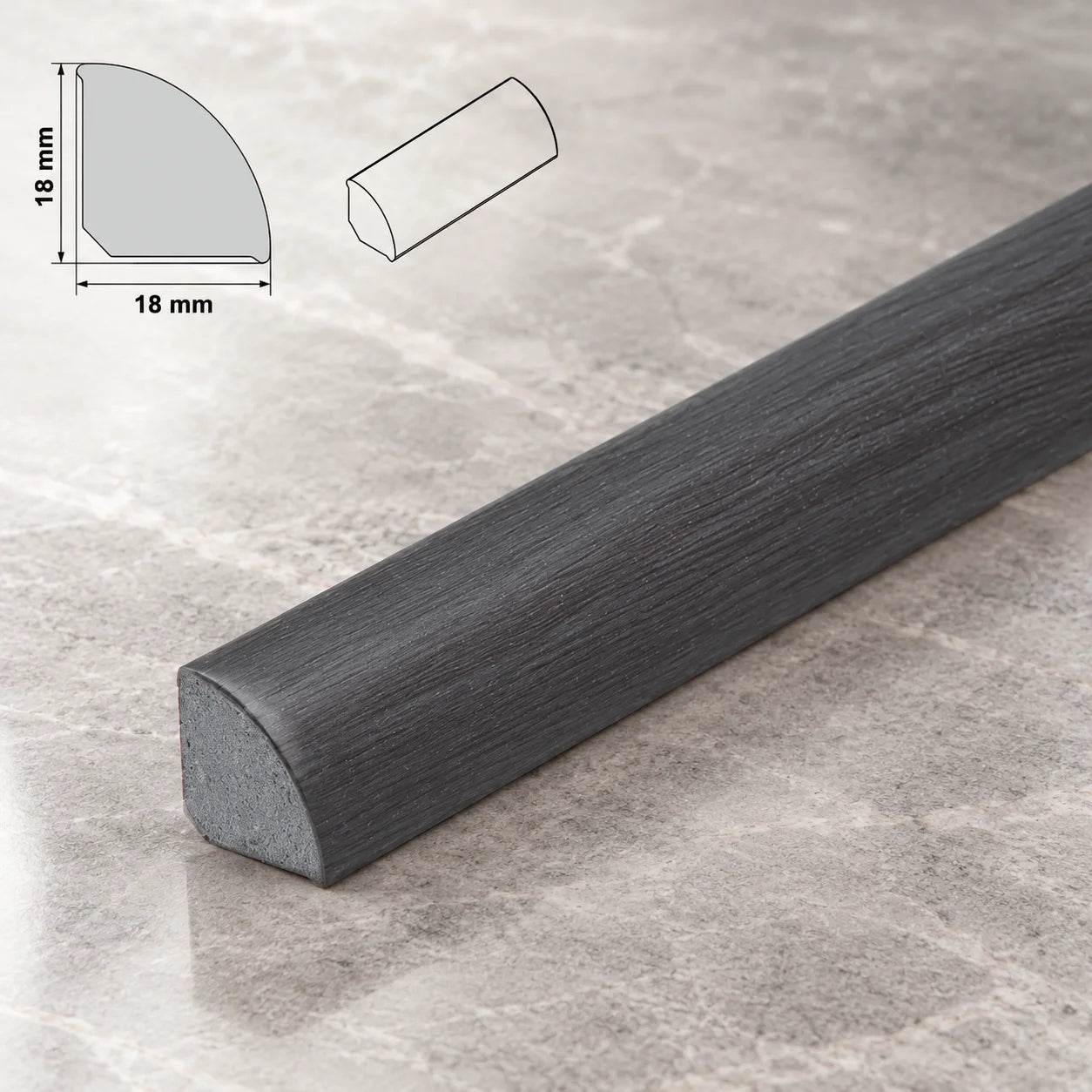 Decorative Flooring Window Edge Beading Worktop Strip uPVC 18mm Quadrant Trim Moulding In Gray Color