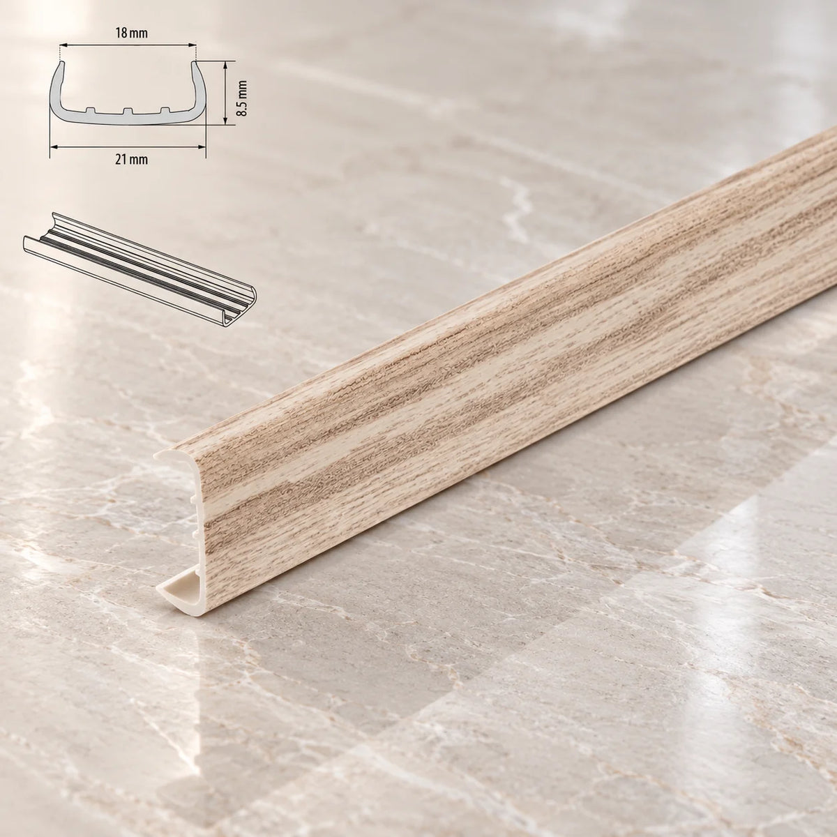 PVC Melamine Furniture Board Panel Cover U Trim Edging Strip In Gray Oak Color
