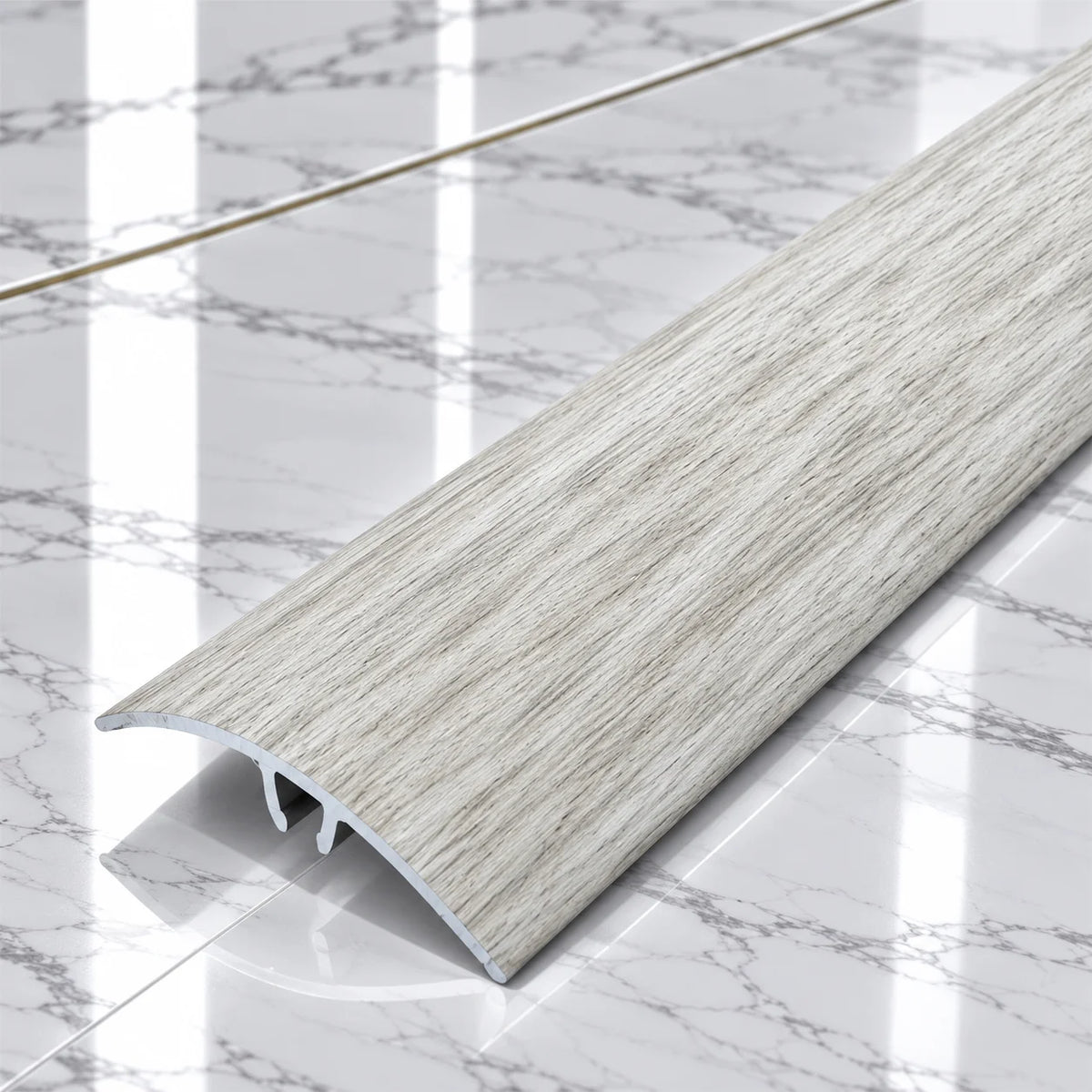 50mm Wood Effect Aluminium Adjustable Threshold Strip In Grey Oak Color