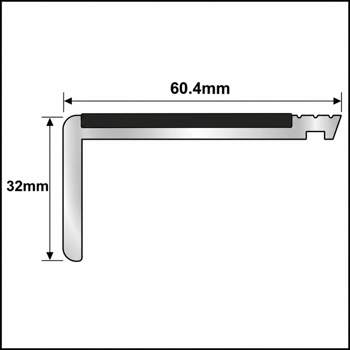 NHP 60.4x32mm Heavy Duty PVC Non-Slip Stair Nosing Diagram