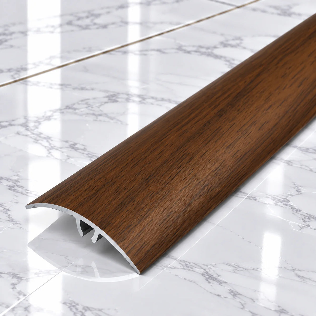 50mm Wood Effect Aluminium Adjustable Threshold Strip In Indian Teak Color