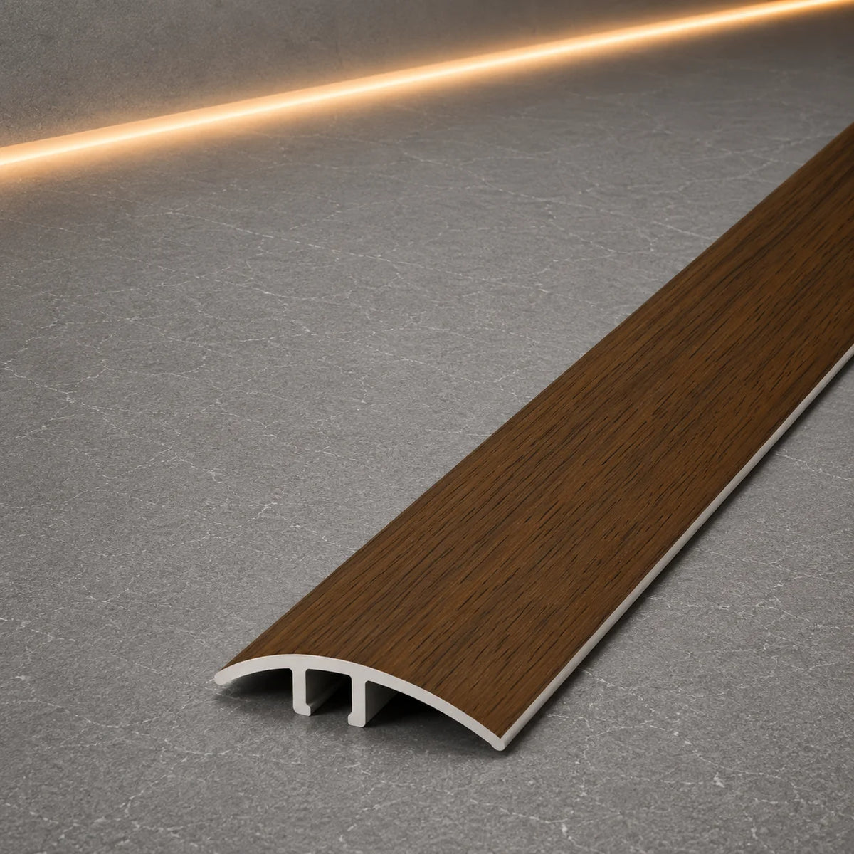 E64 40mm Pvc Wood Effect Door Threshold Strip in Indian Teak Color