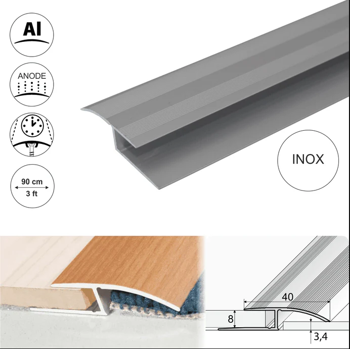 A62 40mm Anodised Aluminium Door Threshold Ramp Profile