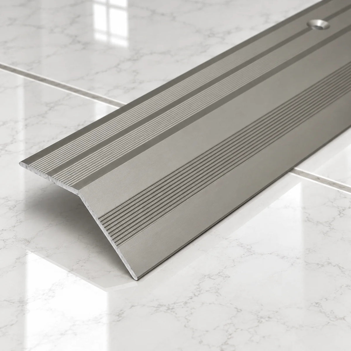 37mm Aluminium Screw-Fix Ramp Transition Strip In Inox Color