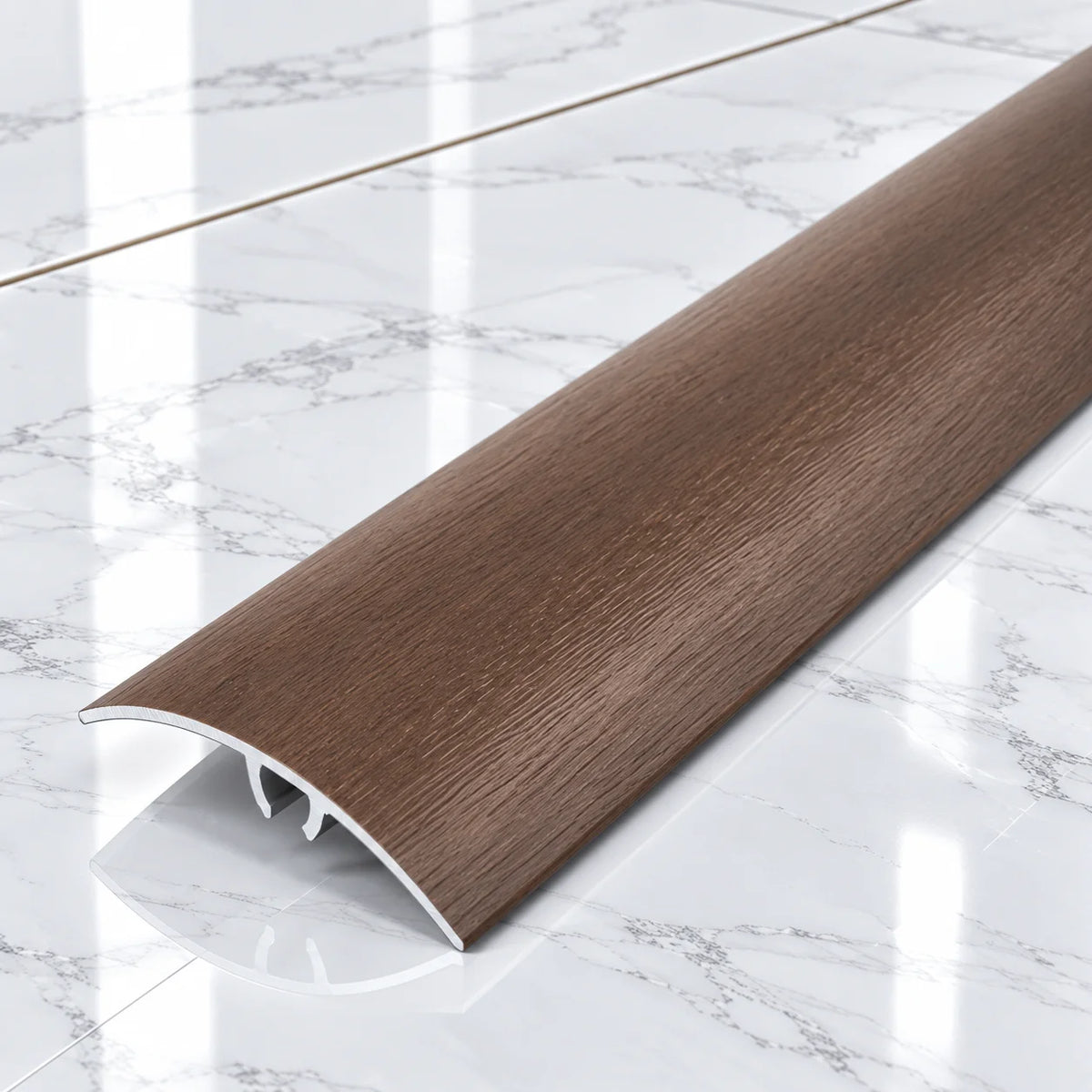 50mm Wood Effect Aluminium Adjustable Threshold Strip In Japanese Chestnut Color