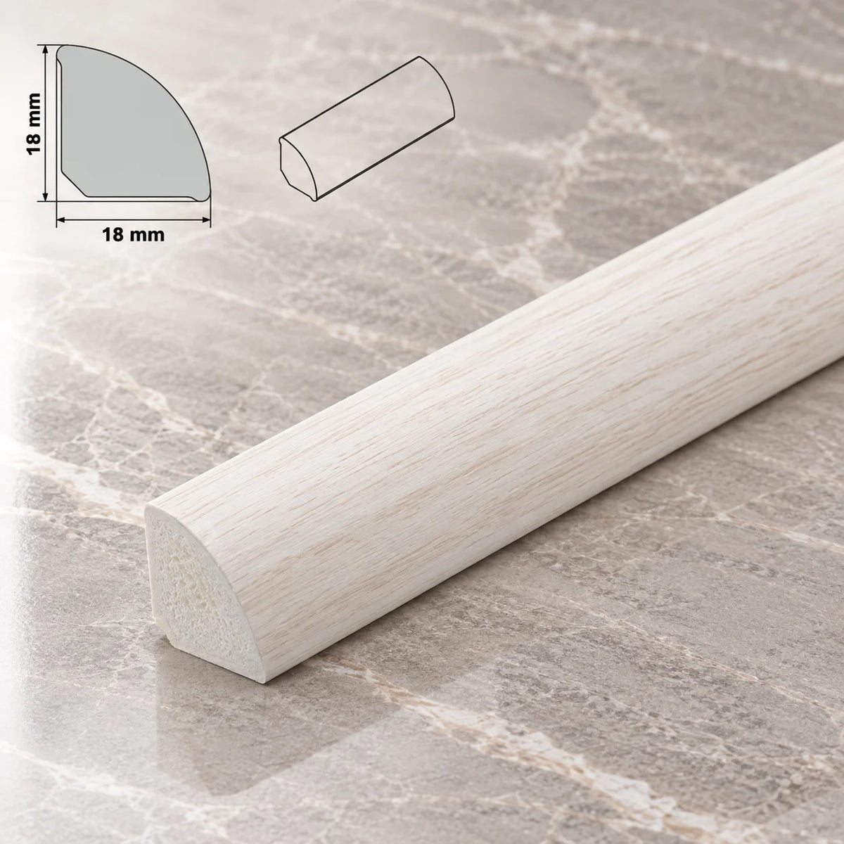 Decorative Flooring Window Edge Beading Worktop Strip uPVC 18mm Quadrant Trim Moulding In Light Ash Color