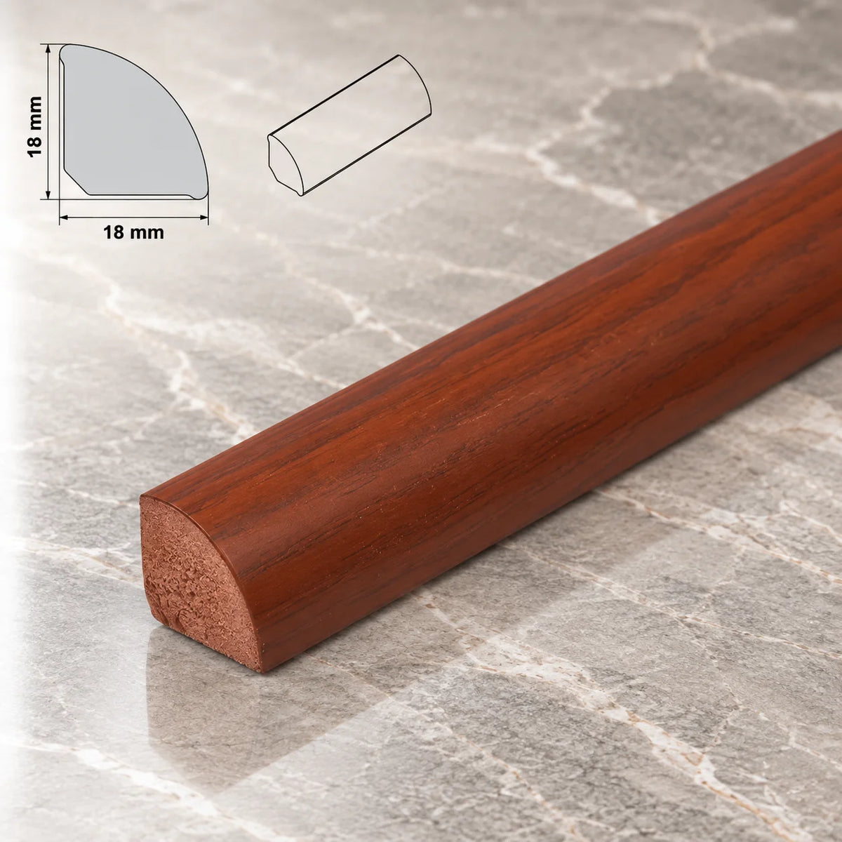 Decorative Flooring Window Edge Beading Worktop Strip uPVC 18mm Quadrant Trim Moulding In Light Mahogany Color
