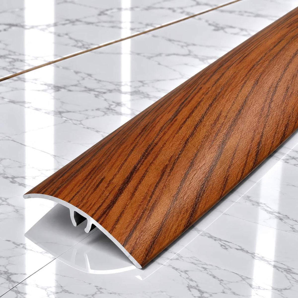 50mm Wood Effect Aluminium Adjustable Threshold Strip In Mahogany Color