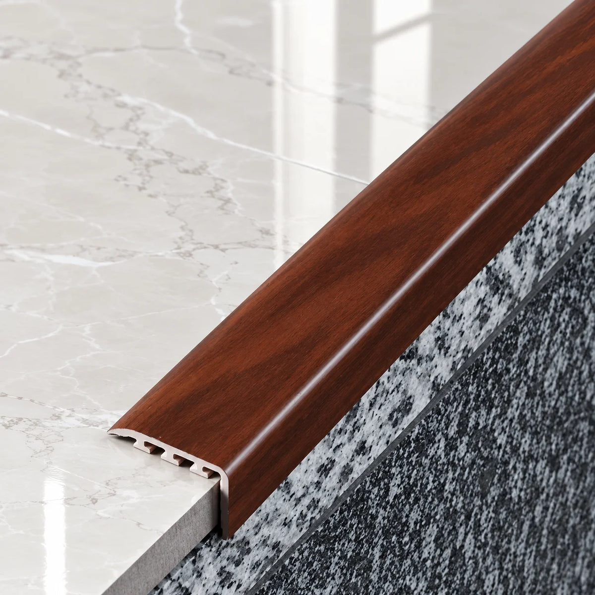 D-K0300 25x25mm Wood Effect PVC Stair Nosing Mahogany 7e
