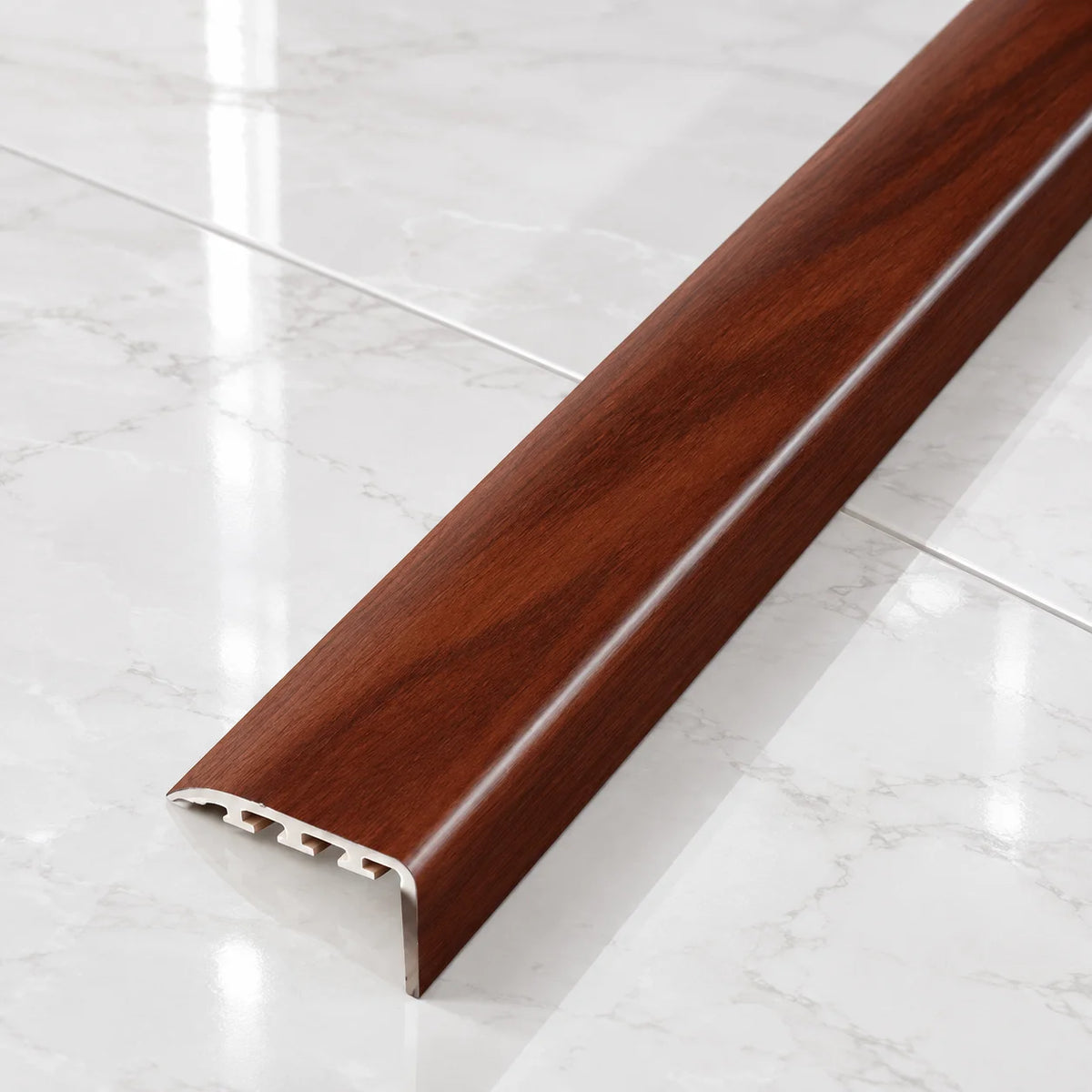 30x30mm PVC Wood Effect Stair Nosing Edge Trim In Mahogany Color