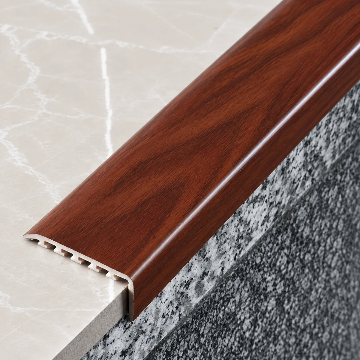 D-K0100 45x22mm Wood Effect PVC Stair Nosing Mahogany 7e