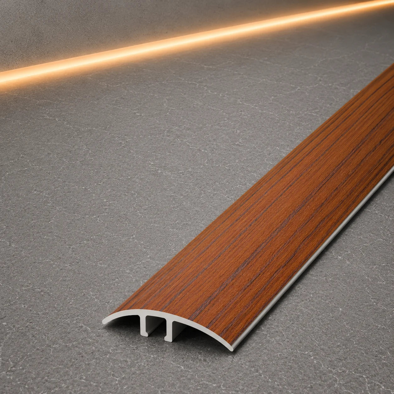 E64 40mm Pvc Wood Effect Door Threshold Strip in Mahogany Color