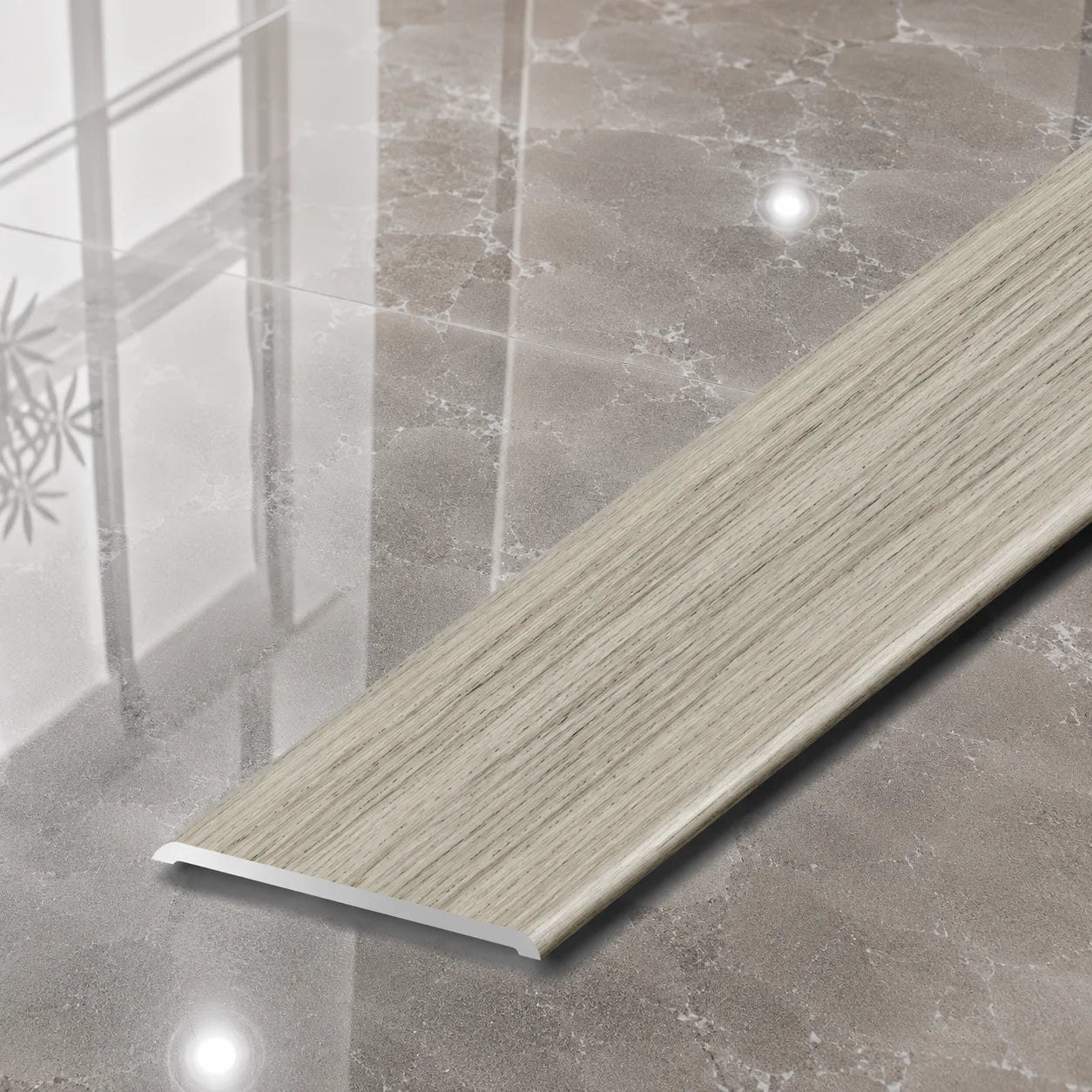 A08 35mm Aluminium Wood Effect Flat Self Adhesive Door Threshold Strip in Malaga Oak Color