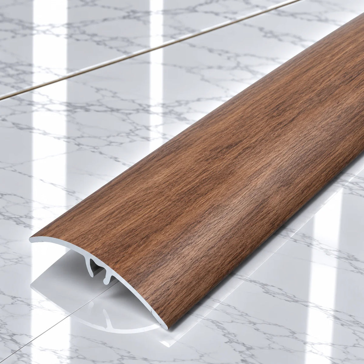 50mm Wood Effect Aluminium Adjustable Threshold Strip In Merbau Color