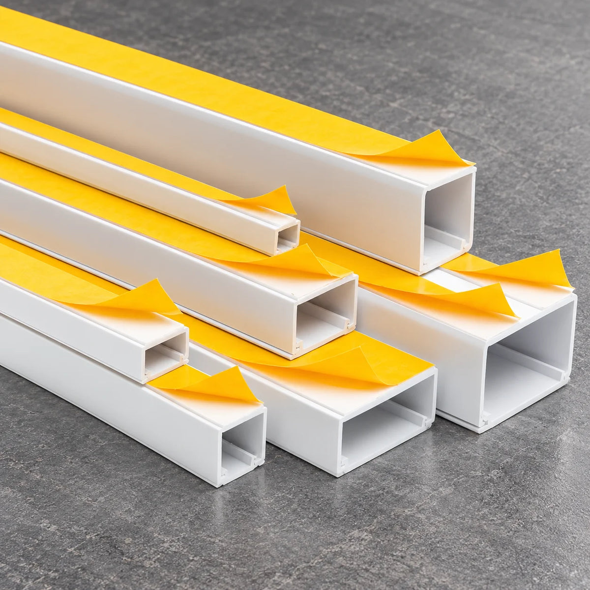 PVC Cable Trunking White Self-Adhesive Wire Cover – 1m & 2.44m Length All Sizes