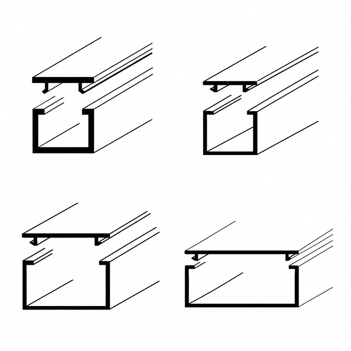 PVC Cable Trunking White Self-Adhesive Wire Cover – 1m & 2.44m Length Diagrams