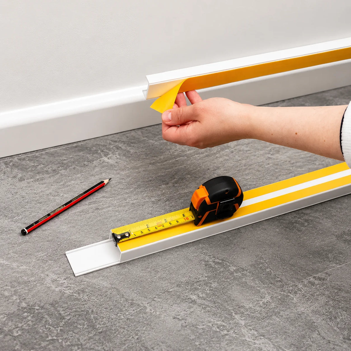 PVC Cable Trunking White Self-Adhesive Wire Cover – 1m & 2.44m Length Realuse Image 1