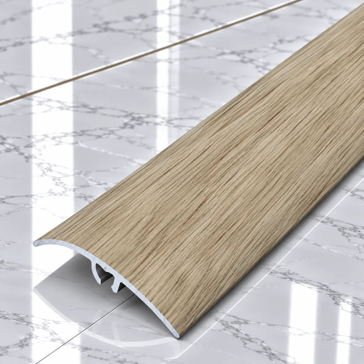 50mm Wood Effect Aluminium Adjustable Threshold Strip In Mocca Oak Color
