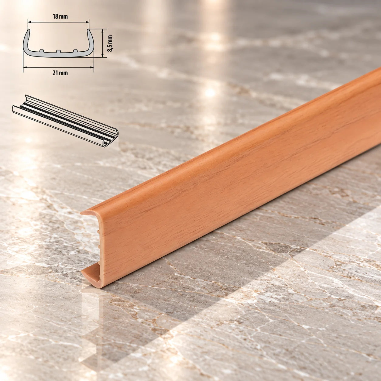 PVC Melamine Furniture Board Panel Cover U Trim Edging Strip In Natural Oak Color