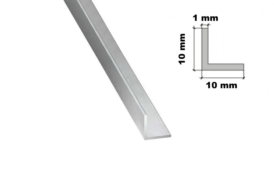 Natural Aluminium Extruded Angle Corner 1 M | Equal & Unequal -10m x 10mm