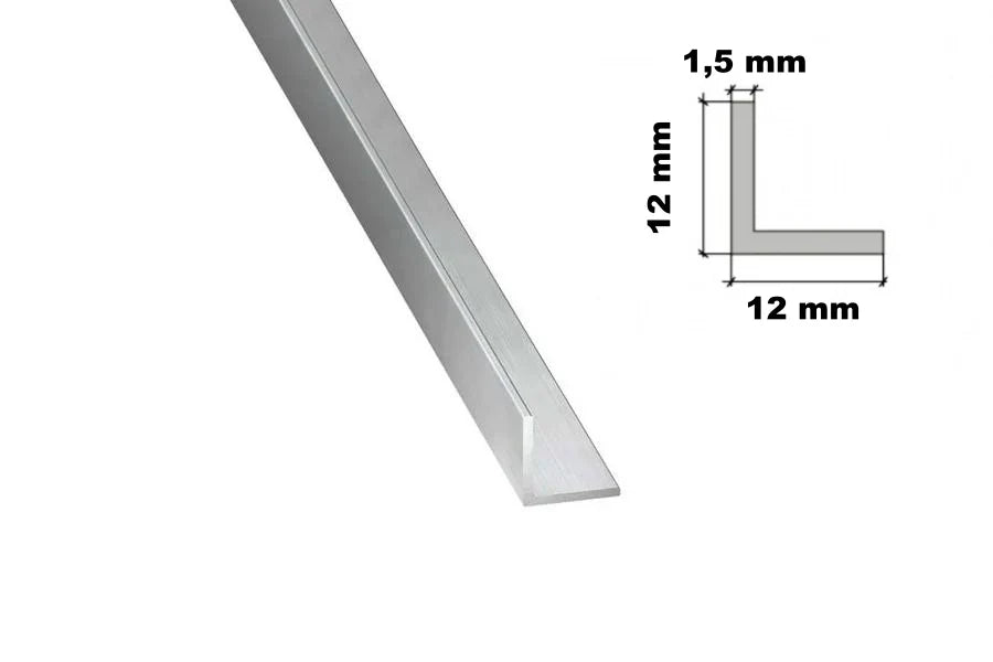 Natural Aluminium Extruded Angle Corner 1 M | Equal & Unequal -12mm x 12mm