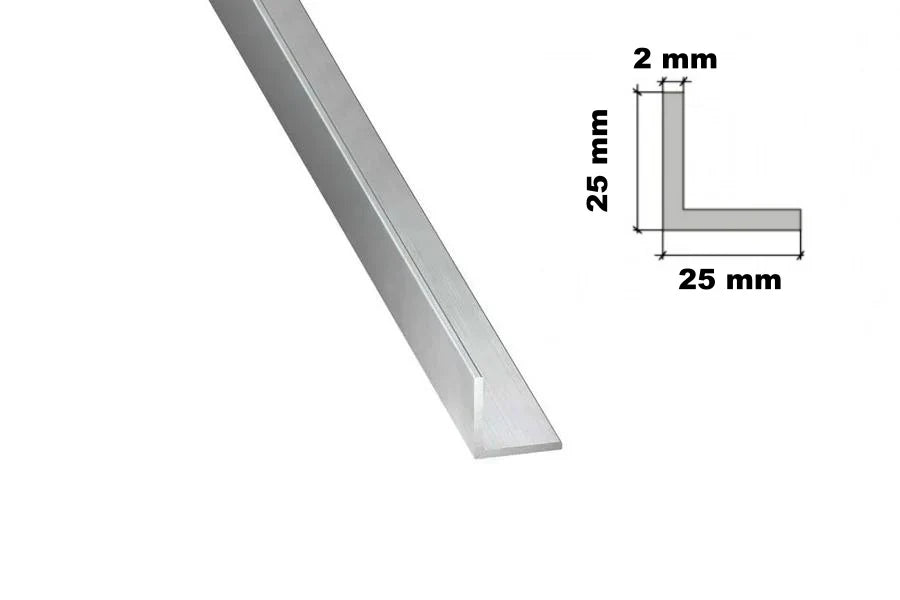 Natural Aluminium Extruded Angle Corner 1 M | Equal & Unequal - 25mm x 25mm