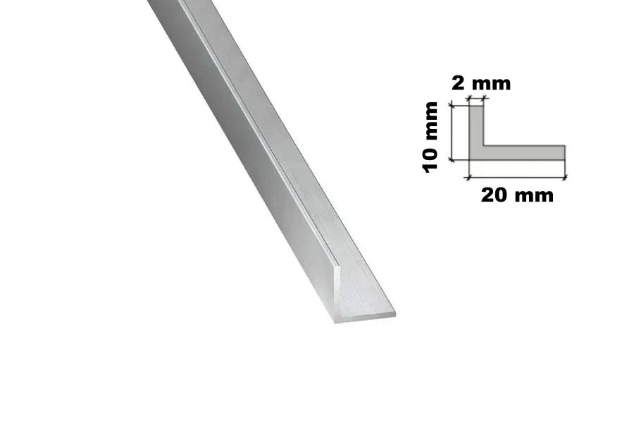 Natural Aluminium Extruded Angle Corner 1 M | Equal & Unequal - 10mm x 20mm