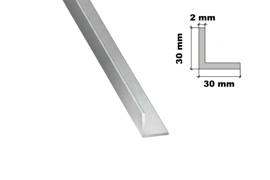 Natural Aluminium Extruded Angle Corner 1 M | Equal & Unequal - 30mm x 30mm