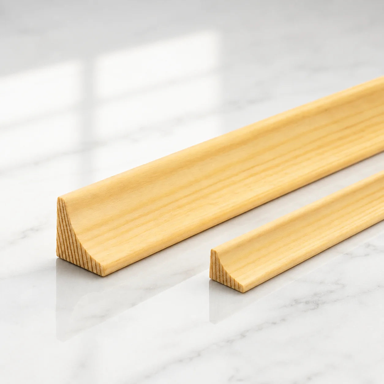 Natural Pine Wood Scotia Trim with clear background