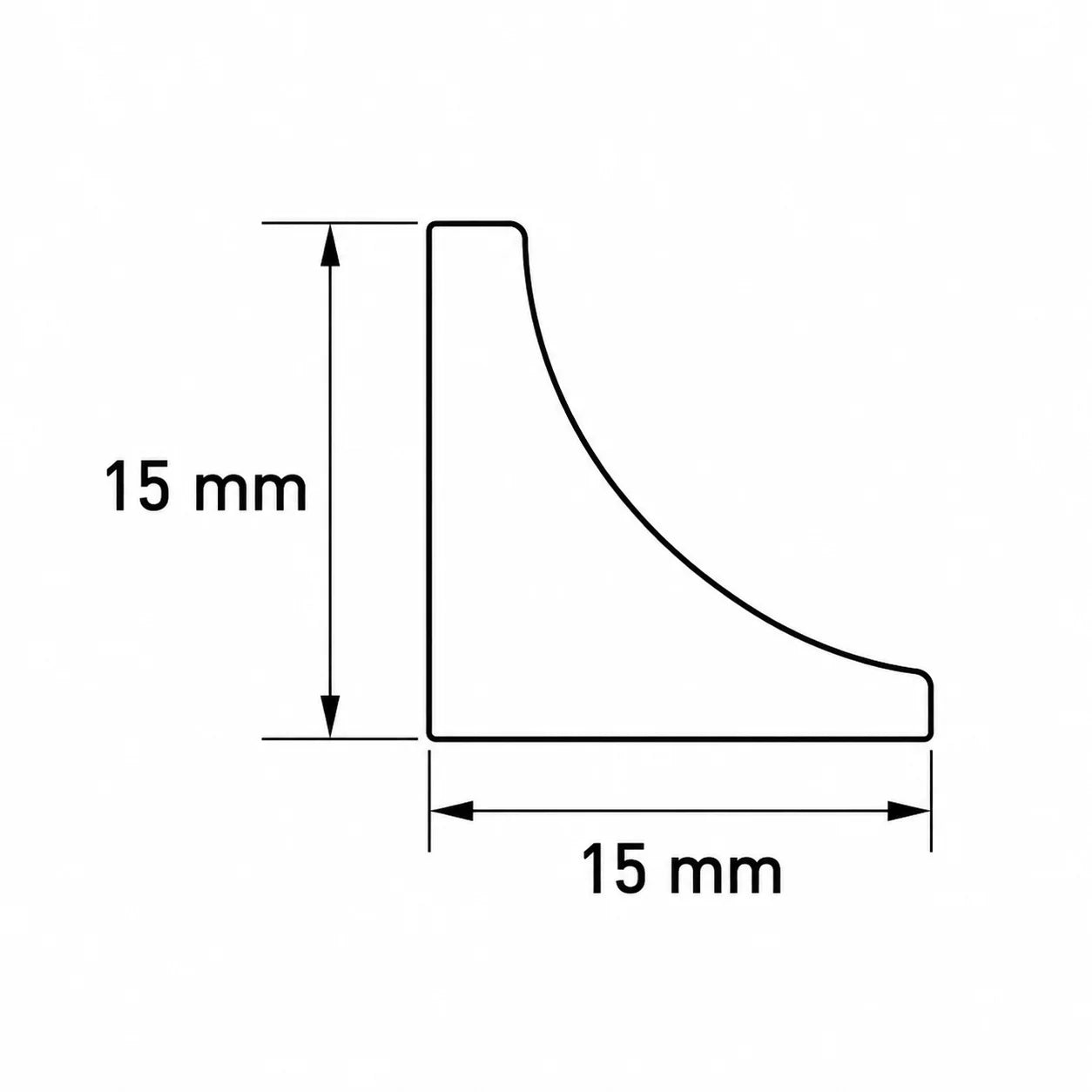 Natural Pine Wood Scotia Trim diagram 15x15mm