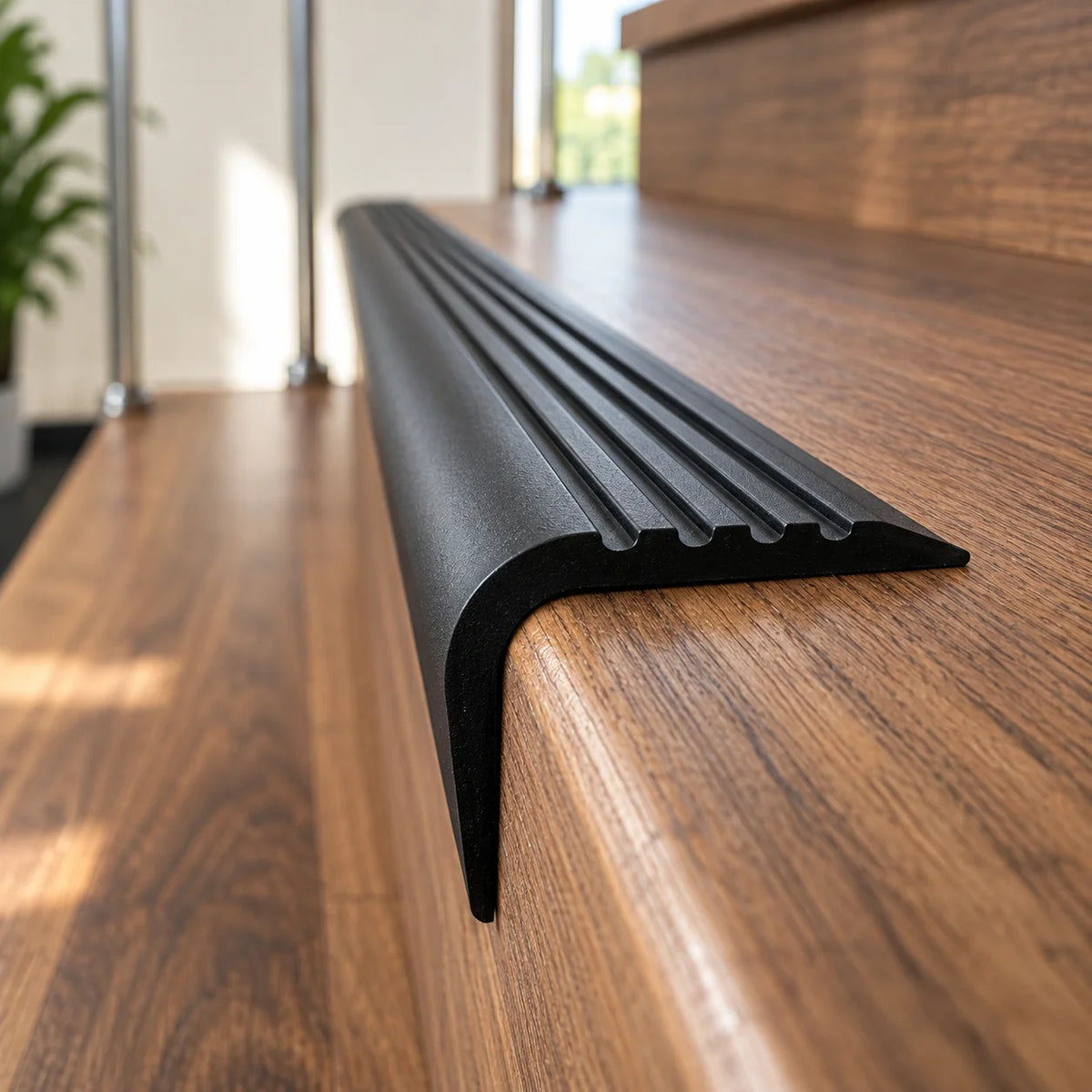 Flexible 52mm x 40mm stair nosing with ribbed anti-slip finish