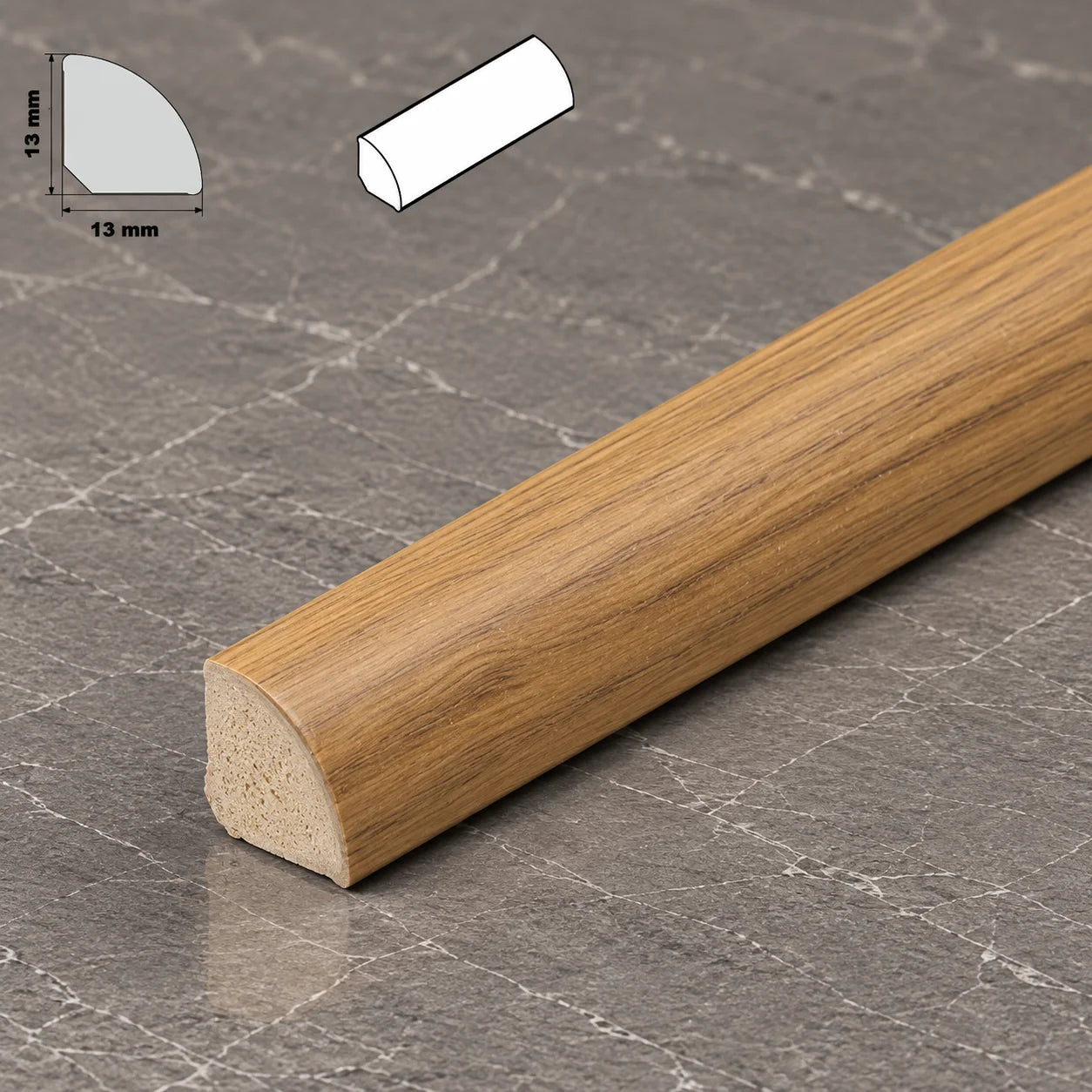 Decorative Flooring Window Edge Beading Worktop Strip uPVC 13mm Quadrant Trim Moulding In Oak Color