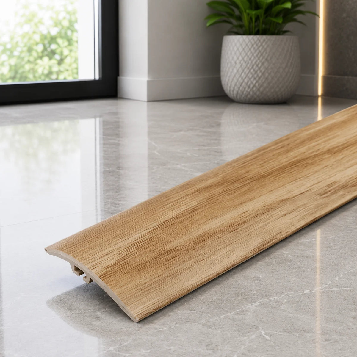 30mm PVC wood grain door threshold strip for neat flooring joints.