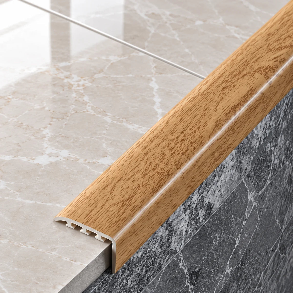 D-K0200 30x30mm Wood Effect PVC Stair Nosing Oak 4P