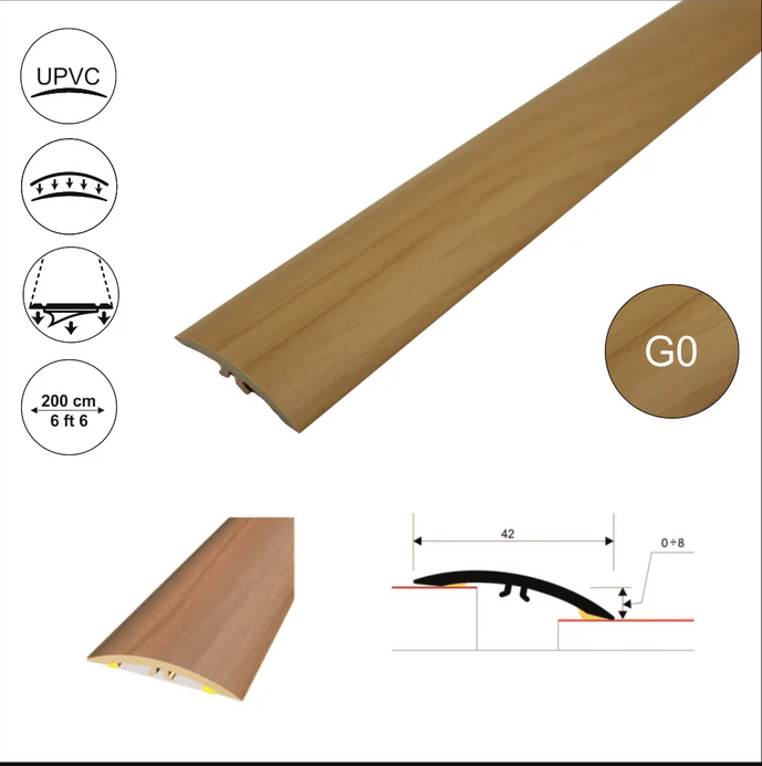 M-M0200 42mm Pvc Wood Effect Flat Self Adhesive Door Threshold Strip