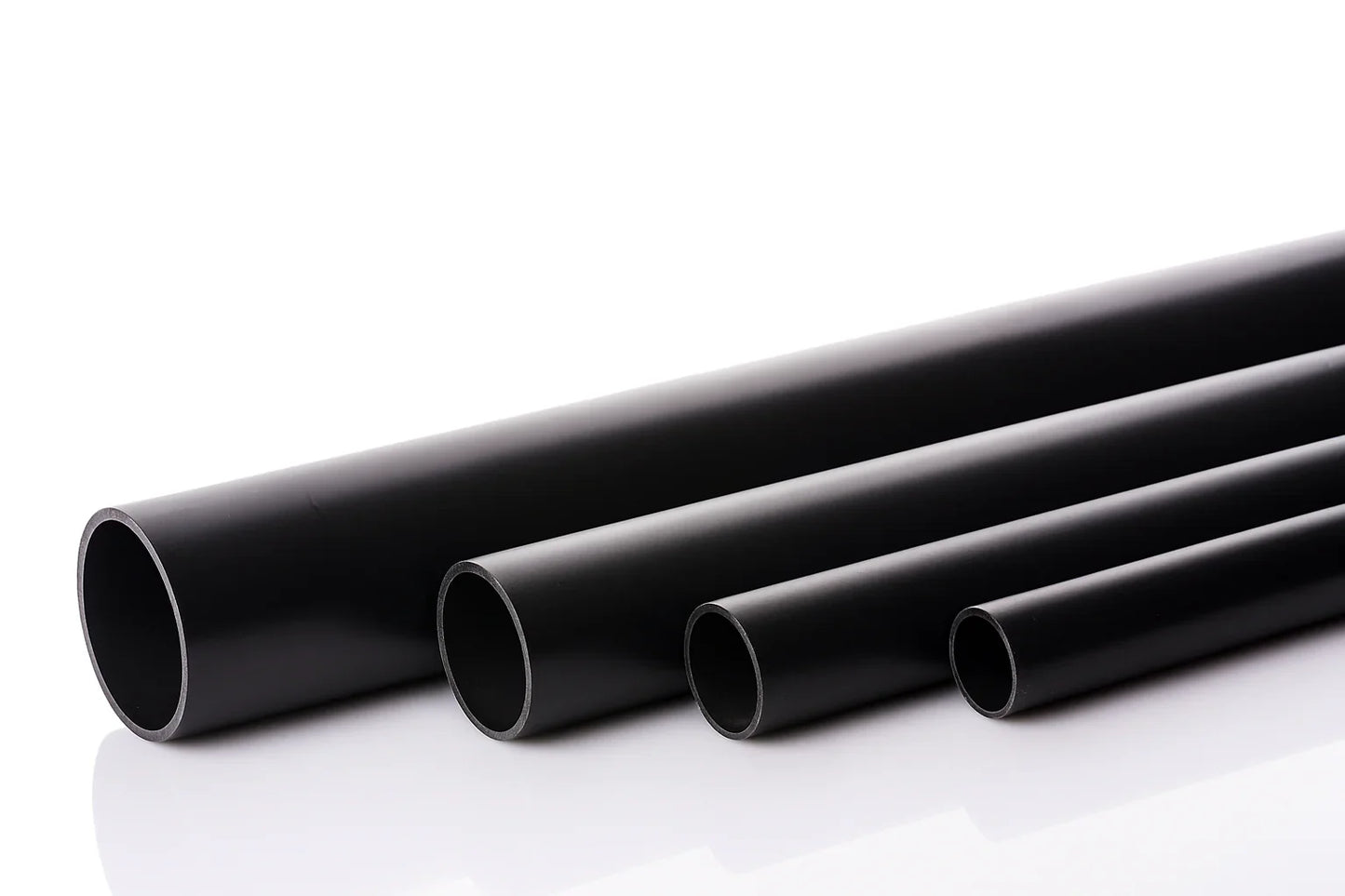 PVC Plastic Round Pipe Tube Black -1m / 39.37" Length