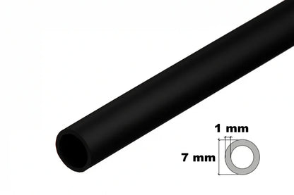 PVC Plastic Round Pipe Tube Black -1m / 39.37" Length