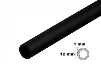 PVC Plastic Round Pipe Tube Black -1m / 39.37" Length