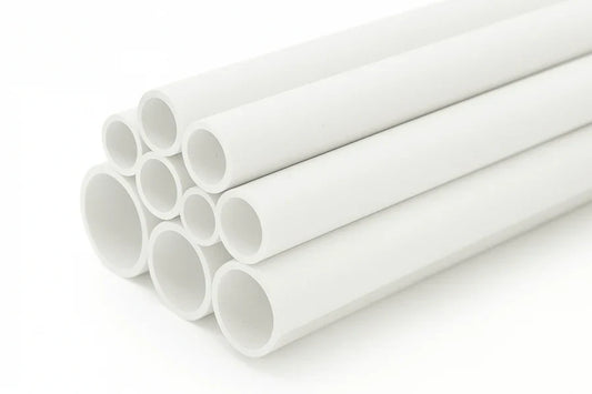 PVC Plastic Round Pipe Tube White -1m / 39.37" Length