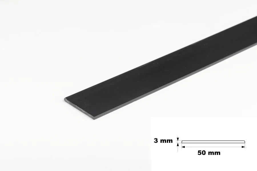 pvc plastic black flat bar strip dimension 3mm x 50mm