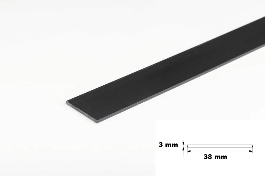 black pvc plastic flat bar strip diagram 3mm x 38mm